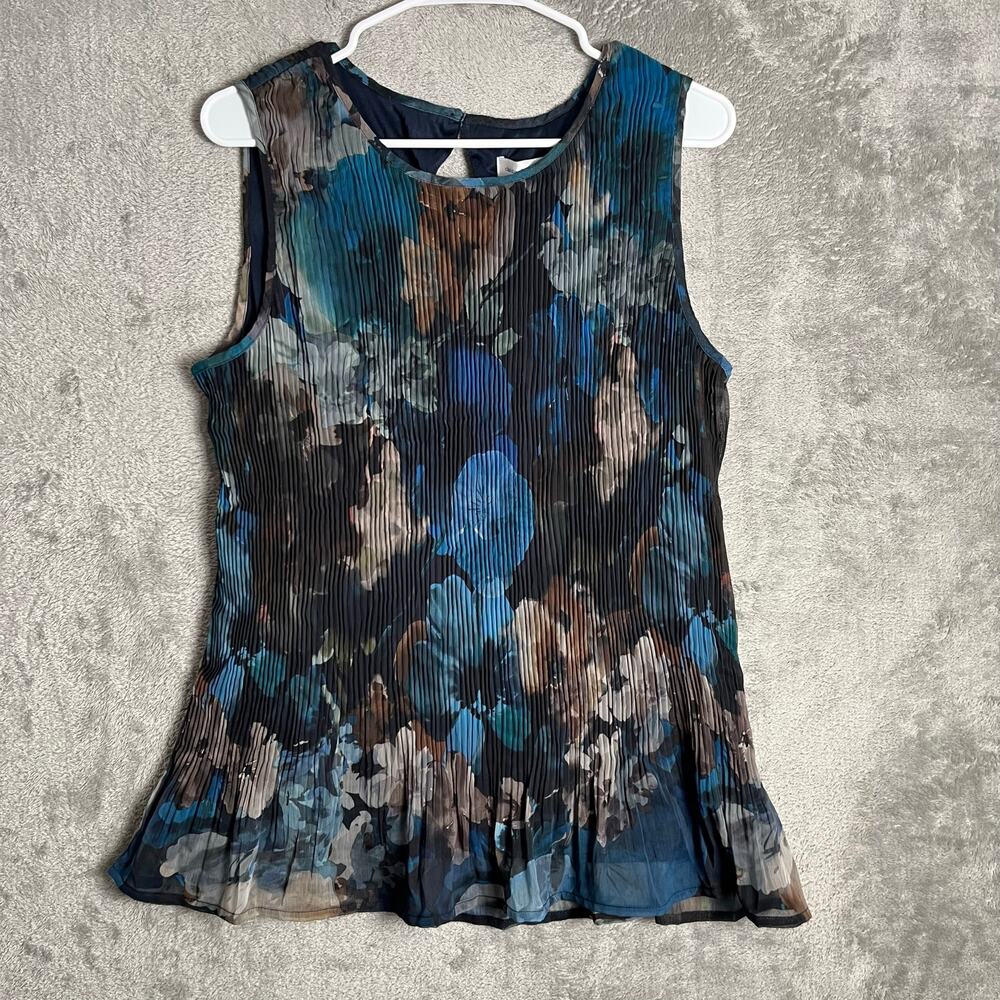 Vintage Y2k Pleated Abstract Print Tank Artwear Top Sculptural Size Large‎ New